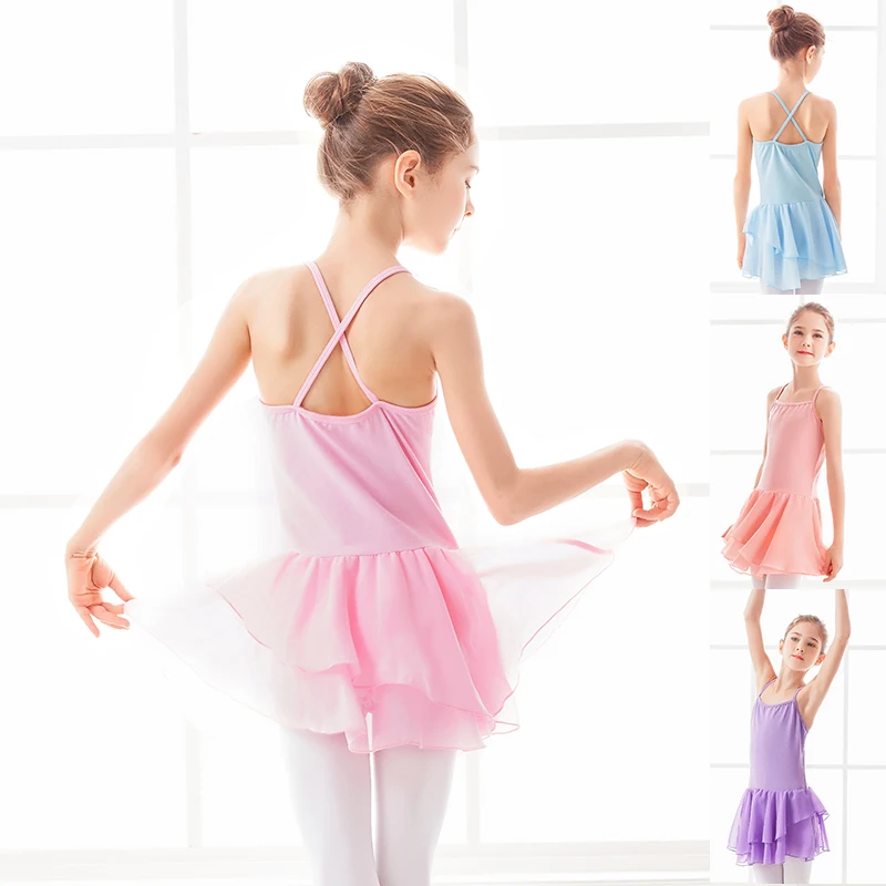 Robe de Ballet d'été pour filles, tenue de danse en mousseline de soie sans manches pour la pratique et la spectacle du Ballet