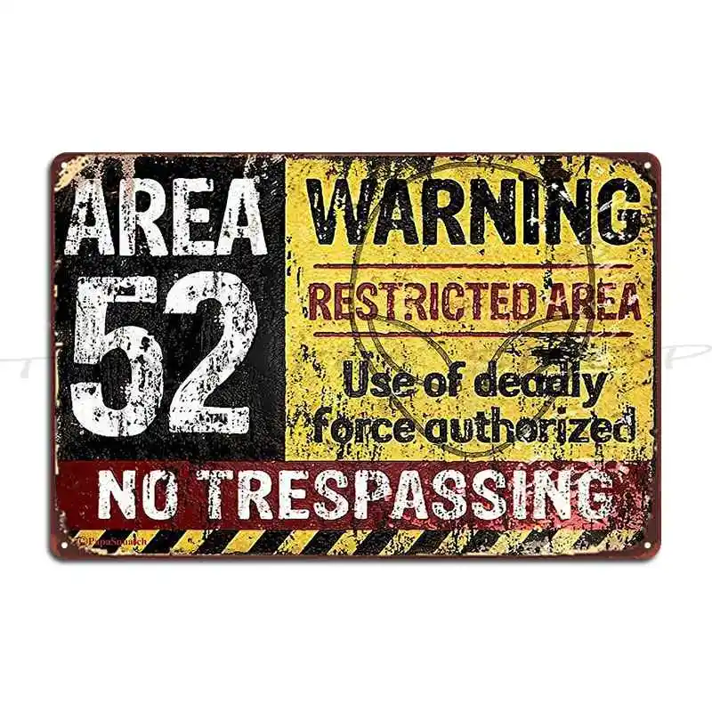 Area 52 Metal Sign Poster Cinema Garage Cinema Garage Plaques Customized Tin Sign Poster