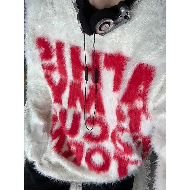 Pakaian Populer Korea, Pakaian Pria, Subkultur Y2K, Sweter Pakaian Pria, Pakaian Jalanan Pria Ke Pria, Atasan Pola Huruf Baru 2025