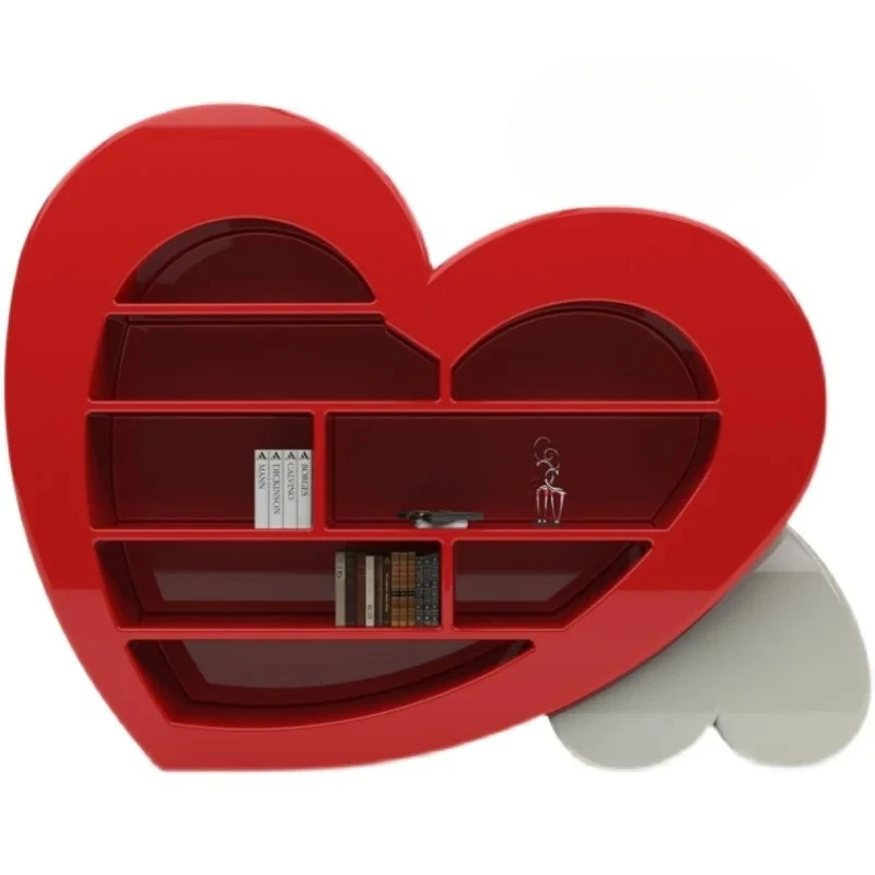 

Nordic red solid wood paint bookshelf creative simple display stand