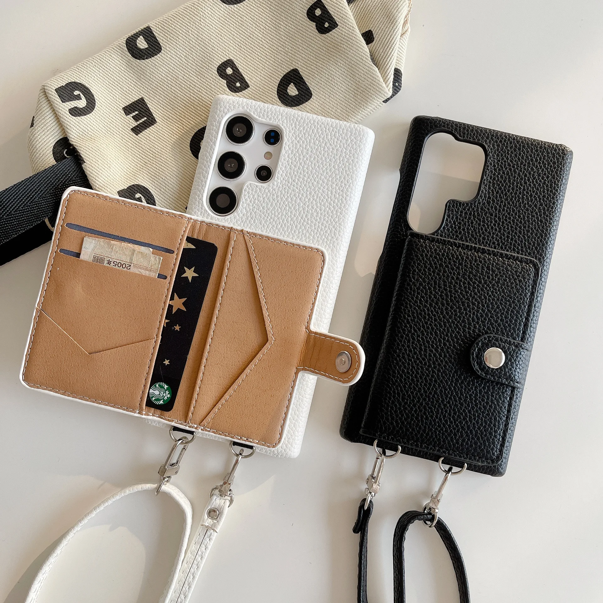 

Luxury Crossbody Lanyard Card Holder Wallet Leather Case for Samsung Galaxy S23 S22 S24 Ultra S22 S23 Plus Phone Bag