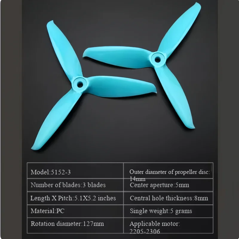 Crossing Machine Propeller Qianfeng 5152 FPV dreiblattiger Hochgeschwindigkeitspropeller Aeromodel explosionsbeständig und sturzsicher