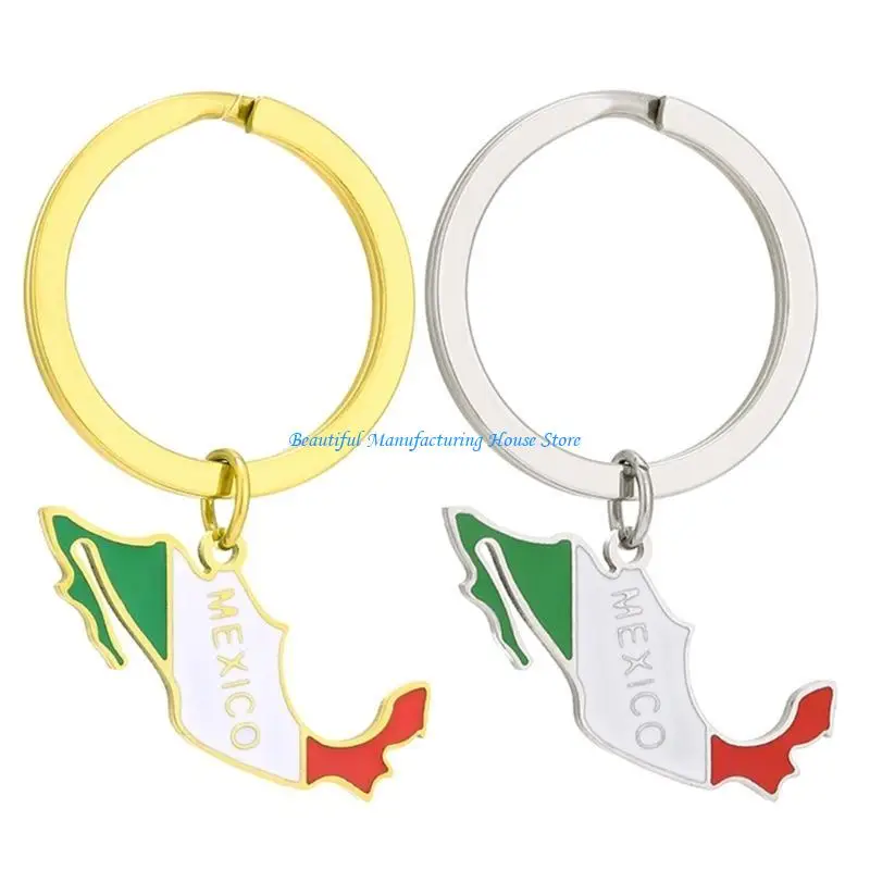 E56A Mexico Border Line Map Flag Charm Keychain Jewelry for Home Car Keys Attachment