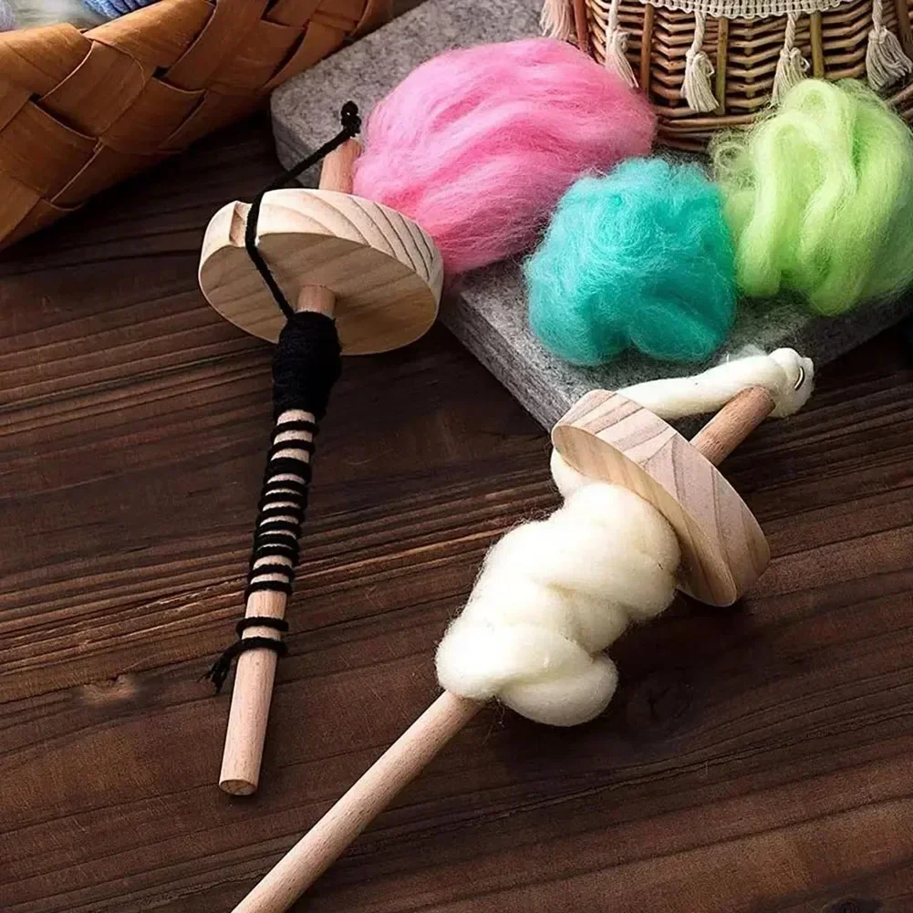 Solid Wooden Whorl Yarn Spin Drop Spindle Top Handmade Wool Storage Beginners DIY Handmade Sewing Accessories Tool