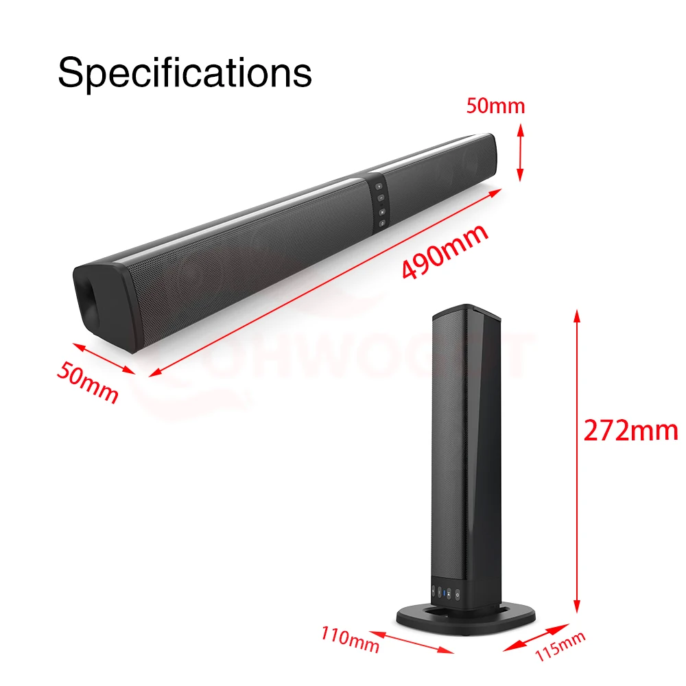 Głośnik TV Bezprzewodowy głośnik Bluetooth Oddzielny soundbar Kolumna centralna do komputera Subwoofer do telewizora z radiem Fm TF AUX