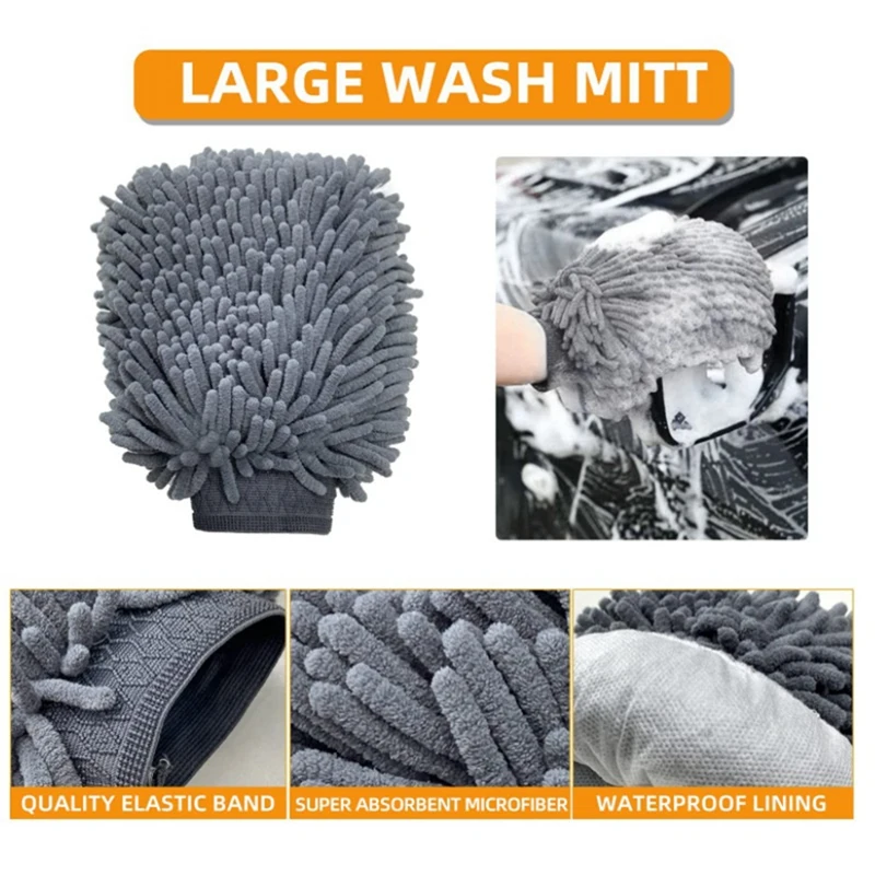 Car Wash Tool Brush 10-Piece Set Car Tire Brush Hub Brush Densified Large Glove Car Wash Brush