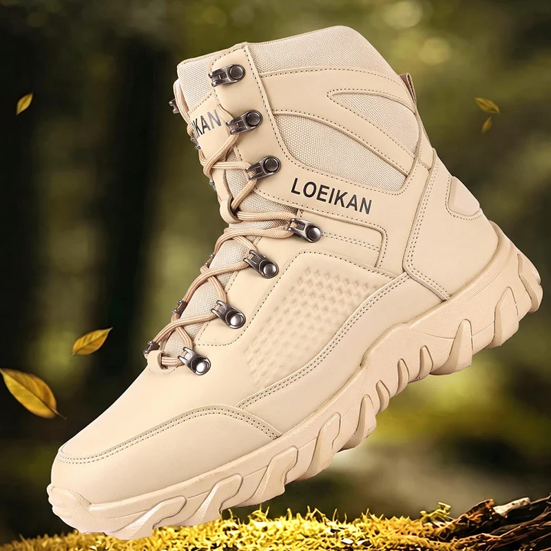 Men High Cut Ankle Casual Boots Metal Eyelet Lace‑Up Sturdy Upper Thick Rugged Non‑slip Sole For Daily Wear City Walking