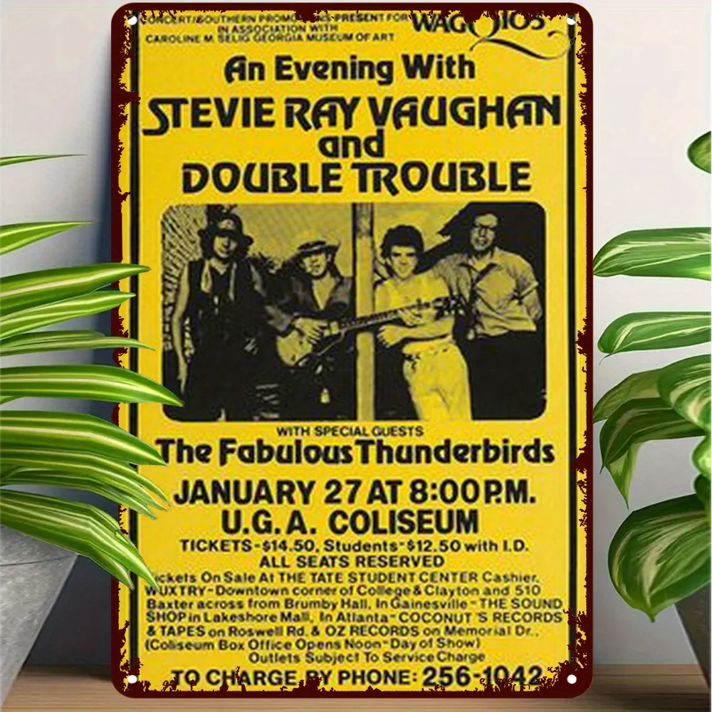

1pc Vintage Stevie Ray Vaughan & Double Trouble Metal Tin Sign Wall Art for Home, Bar, Cafe 16x12inch 40x30cm