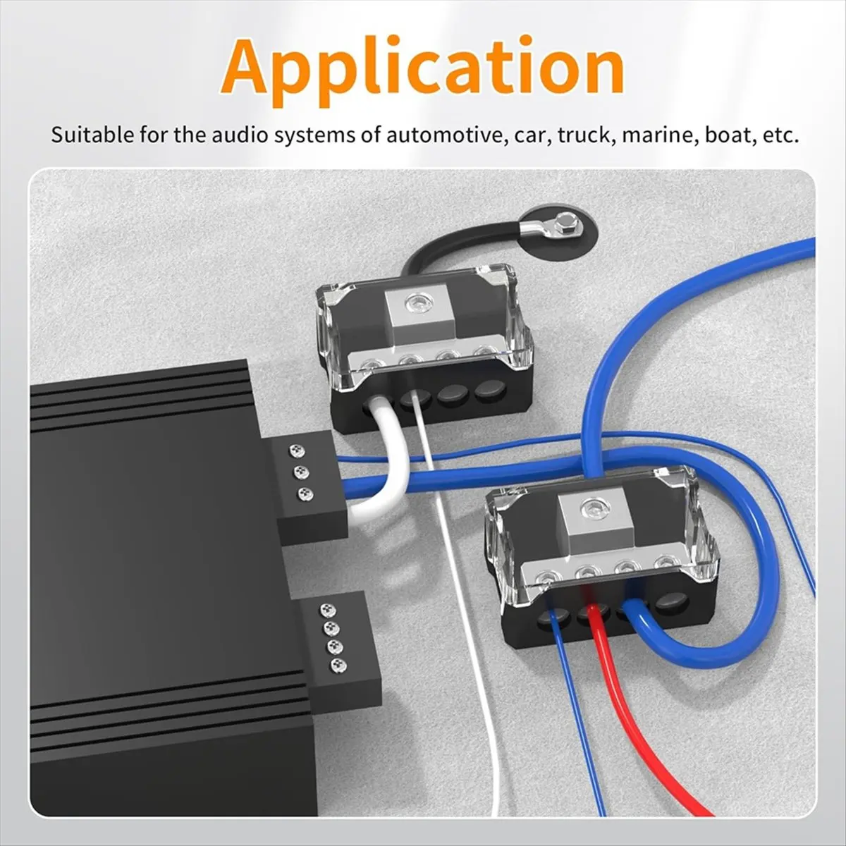 【Limited Offer】4 Way Power Distribution Block Car Audio 0/2/4 Gauge Input 4/8/10 Gauge Output Amp Ground Distribution Block 2pcs