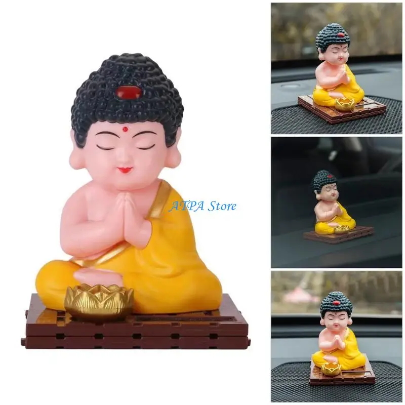 

U13C ABS Solar Powered Nodding Buddhas Statue for Car Central Console Dashboard Ornament