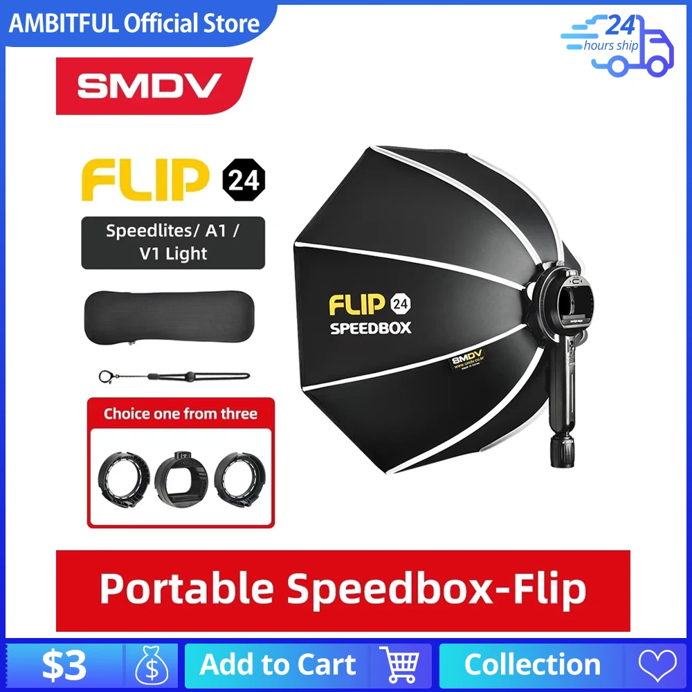 SMDV Flip A2 F1 G1 C1 Adapter Parabolic Out  Flip 20 24 28  AD100PRO V860II AD200 Quickly Flash Soft box Release Flash Soft box