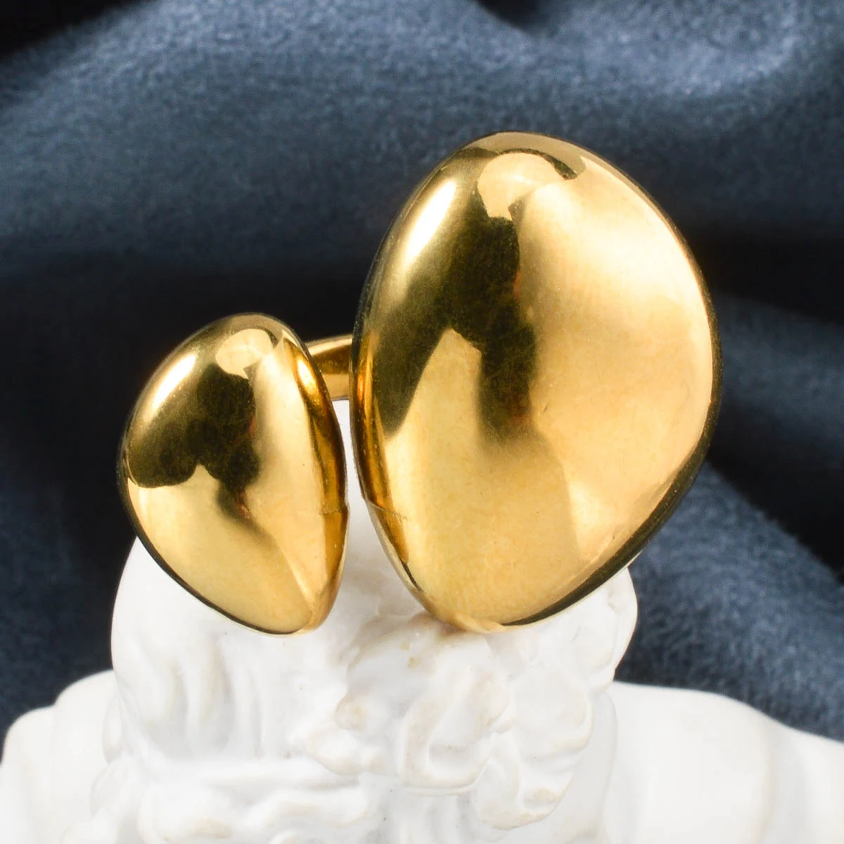 خاتم بيان من الفولاذ المقاوم للصدأ مطلي بالذهب على شكل قطرة الماء مجوهرات فنية حديثة للنساء والرجال هدية خاتم مصمم بسيط #1