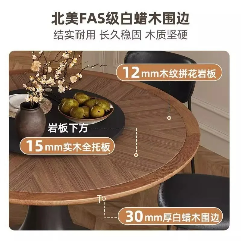 Customized round dining retro rock slab dining table and chairs Foshan furniture simple small apartment household cross-border