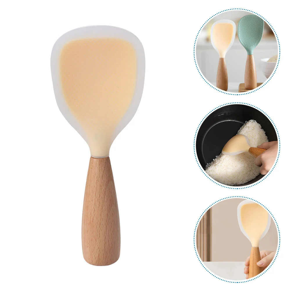 Colher de arroz de silicone compacta reutilizável espátula sem colher acessórios de cozinha utensílios de mesa seguros espátula de arroz doméstico