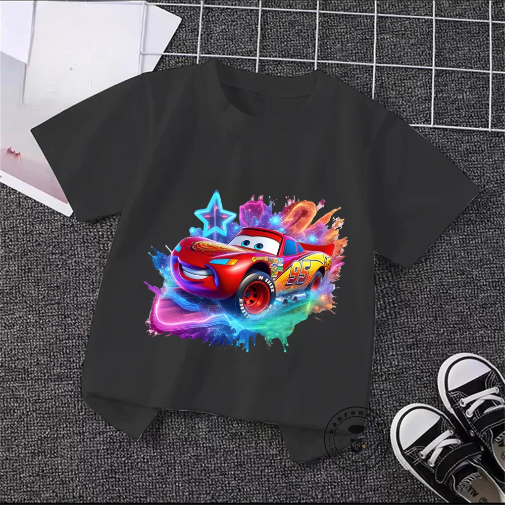 Fashionable Disney Cars Summer Gear Charming Racing Cartoon Prints on Soft T-Shirts Offering a Loose Comfortable Fit for Kids