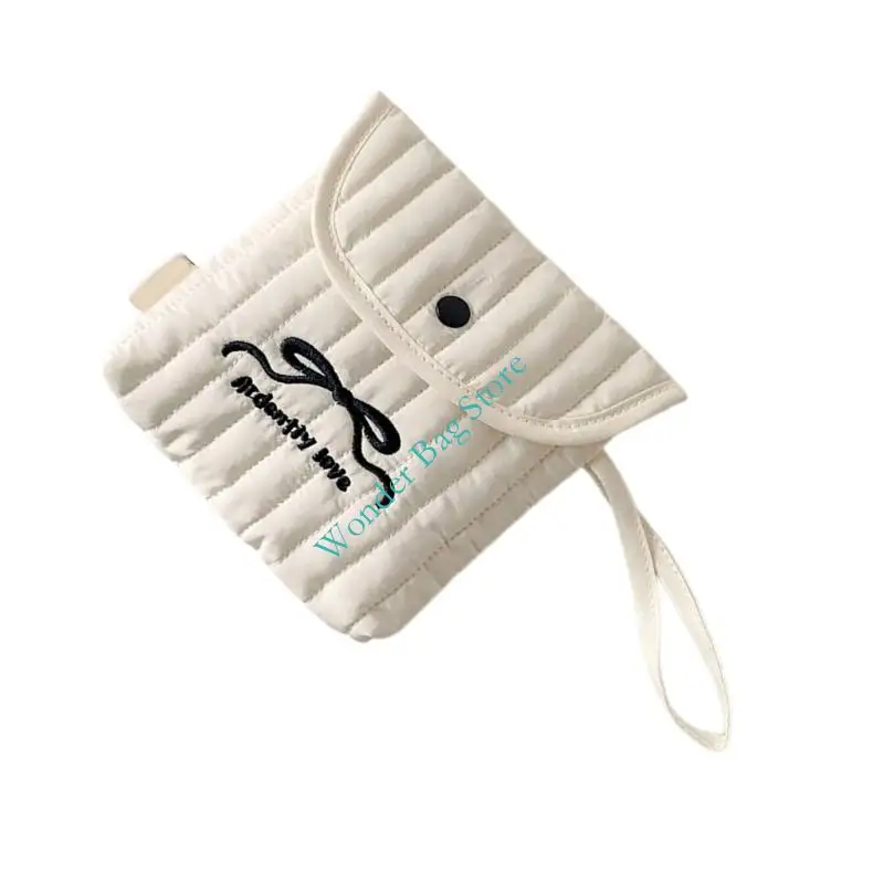 H3CB Elegant Embroidered Bows Design Menstrual Bag Polyester Cosmetic Storage Bags For Daily Essential