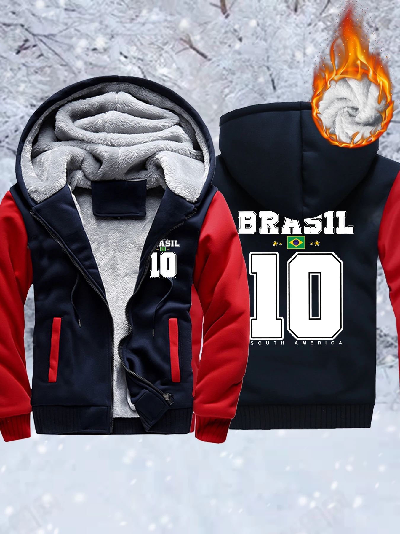 العالم البرازيل أمريكا الجنوبية الطباعة الرجال سترة سستة المتضخم رشاقته معاطف الشتاء هوديس عادية الصوف راجلان ملابس رياضية