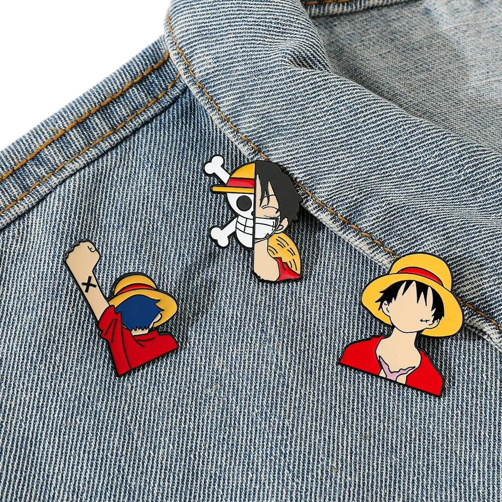 

One Piece Luffy Brooch Creative New Cartoon Enamel Pin Badge Kawaii Anime Figure Clothes Backpack Ornament Kids Birthday Gift