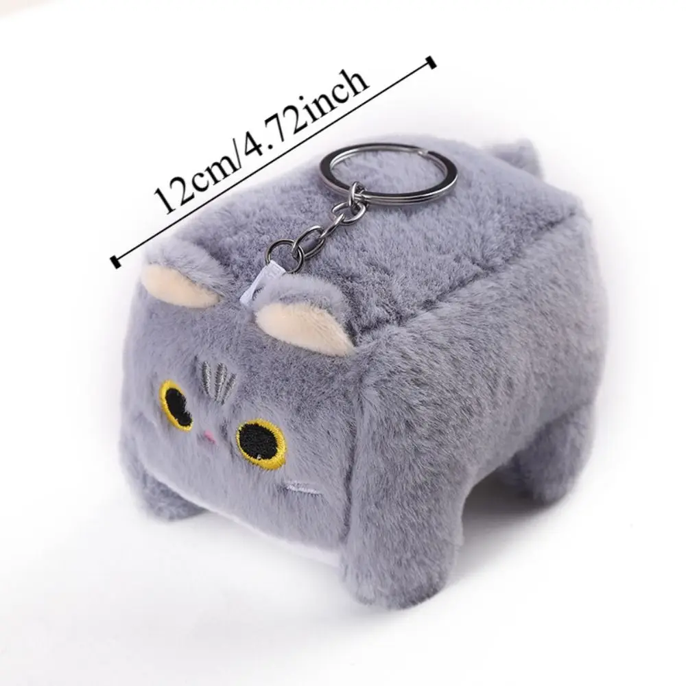 Breloczek Pluszowy Kot Kwadratowy Miękki Puszysty Kot Kalkomania Breloczek Pluszowy Niebieski Kotek Pluszowa Zabawka Brelok
