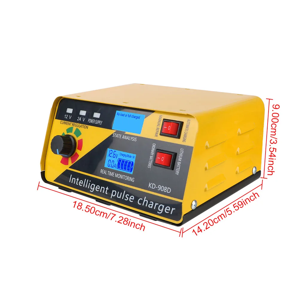 Current Regulate Car Battery Charger Fully Automatic Pulse Repair 260W 12V/20A 24V/10A For Lithium Lead Acid Batteries