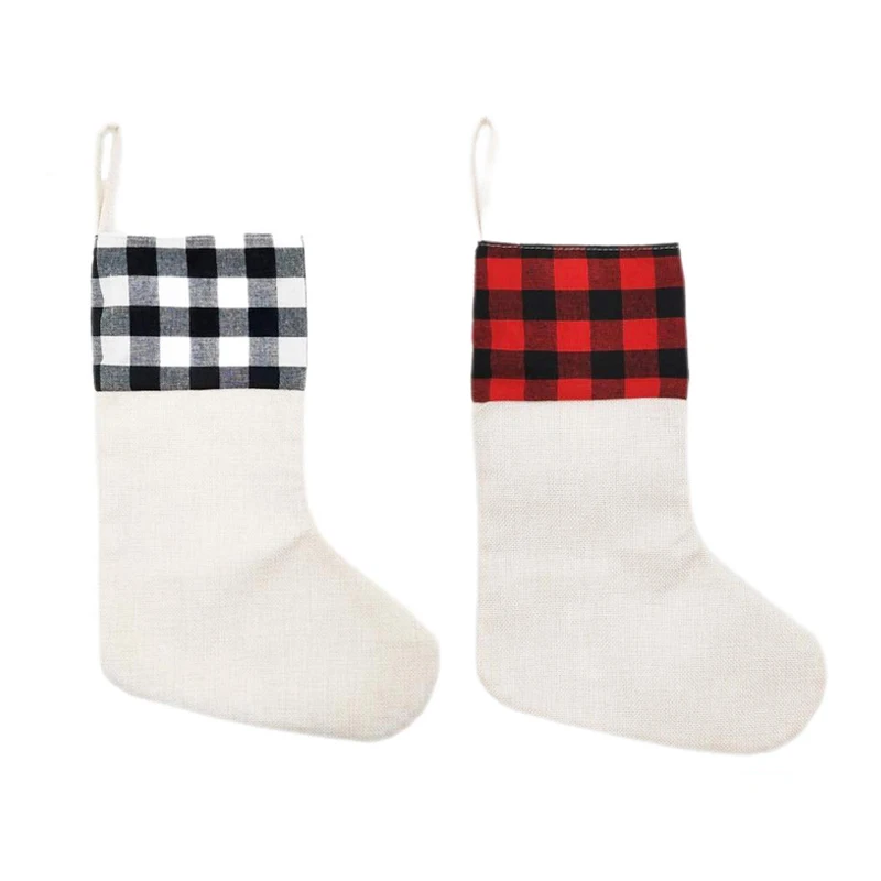 50pcs/Lot Linen Sublimation Christmas socks blank sublimation Christmas stocking Linen Christmas Socks blanks