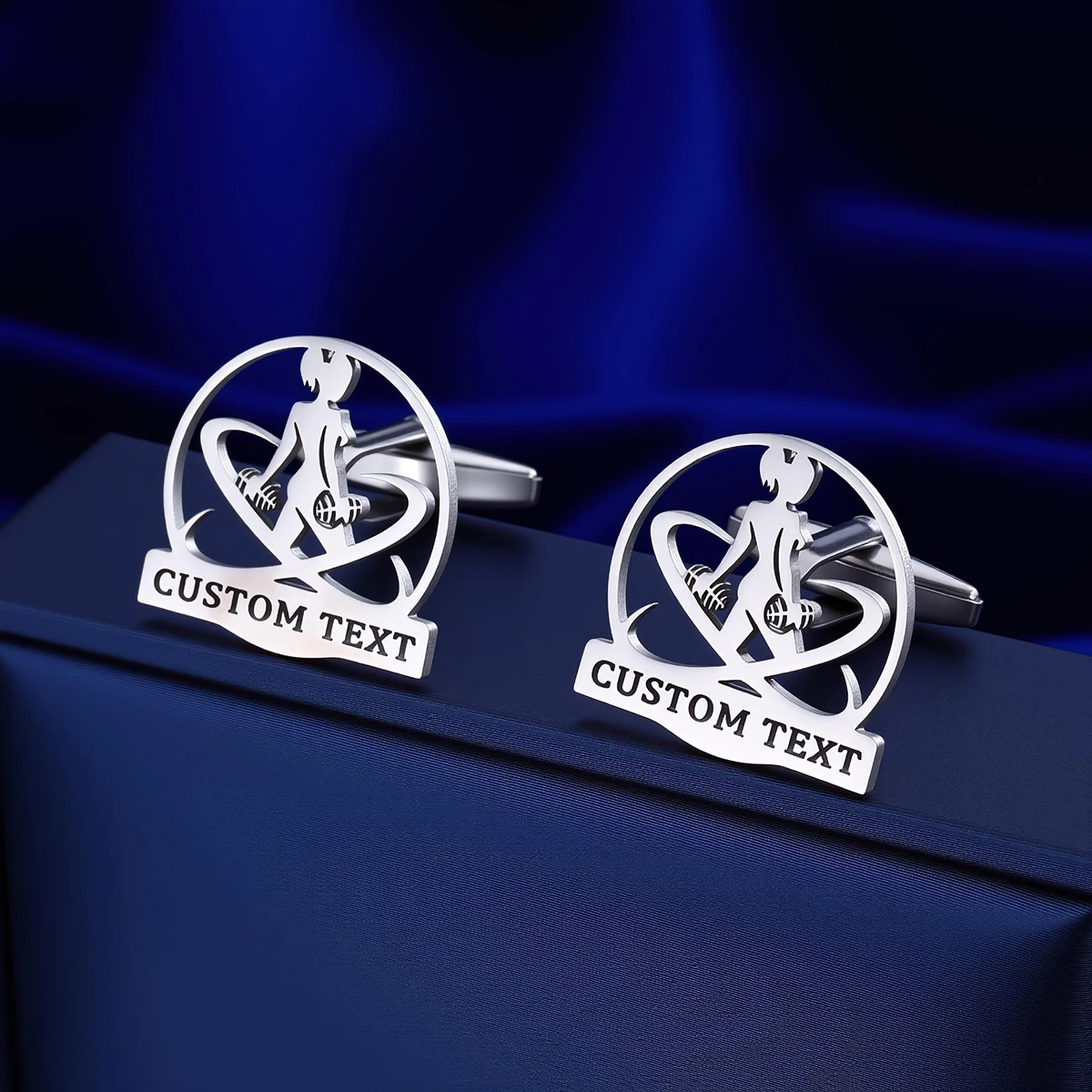 

Customized Name Men's Fitness Enthusiast Cufflinks Customized Suit Shirts Stainless Steel Buttons Sports Jewelry Gifts