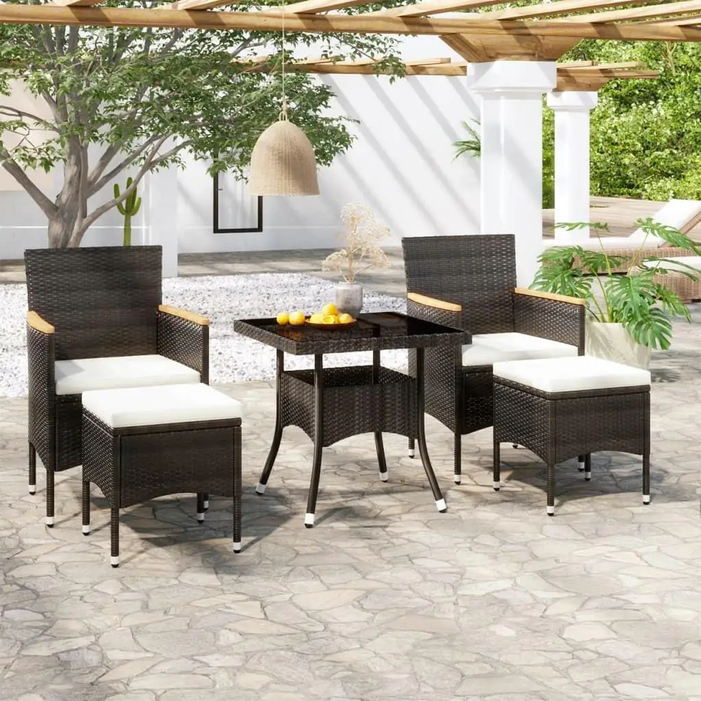 

Garden Dining Set Black Cream White Poly Rattan Medium Outdoor Furniture for Patio Balcony and Garden Use