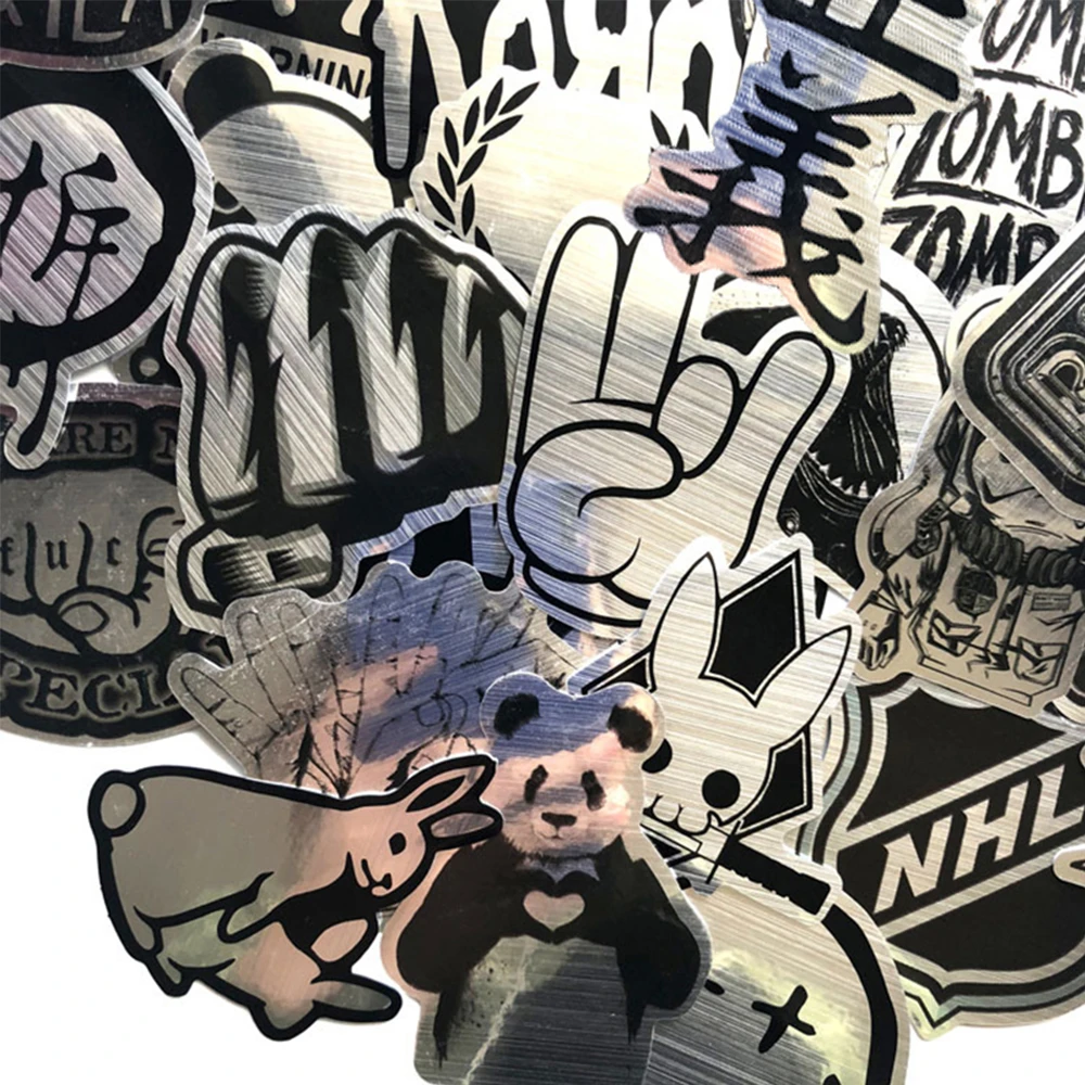 10/30/50/100pcs Imitation Metal Rock Band Logo Stickers Packs Waterproof DIY Skateboard Luggage Laptop Guitar Cool Sticker Decor