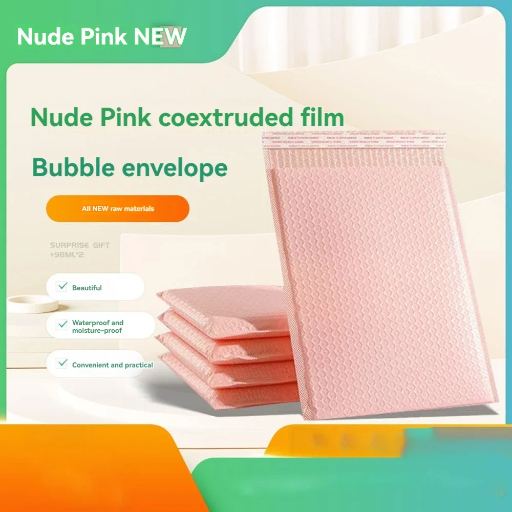 Waterproof Pink Express Bag Thickened Rectangular Bubble Bag Wear-resistant Anti-fall Express Parcel Packaging File Bag