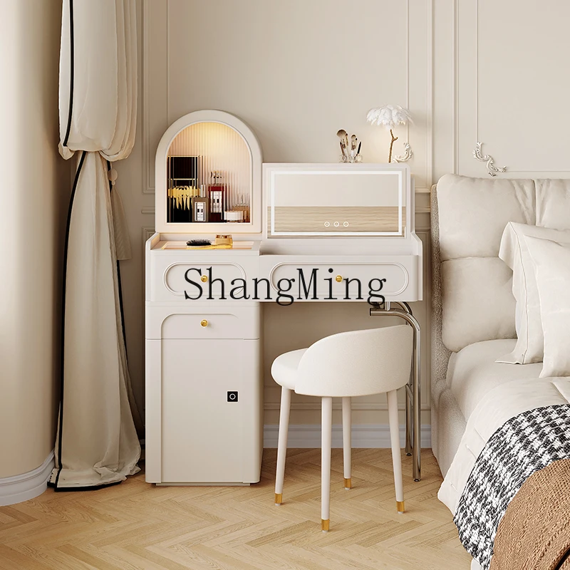 

ZYY dresser flip light luxury small apartment bedroom solid wood dressing table desk integrated with fingerprint lock