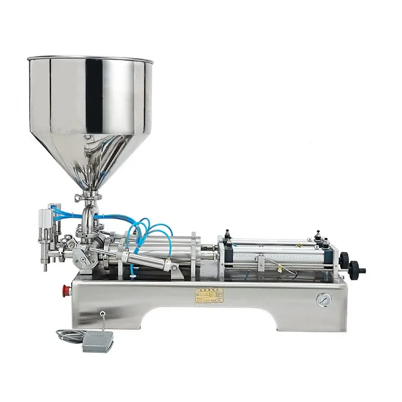 Horizontal double head paste filling hine, large hopper rotary valve, qutative filling and packaging equipment series