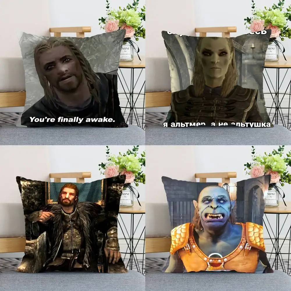 يا أنت أخيرًا مستيقظًا Skyrim كيس وسادة رمي غطاء وسادة الشمال خمر نمط وسادة تغطي غرفة المعيشة المنزلي أريكة Couc #1