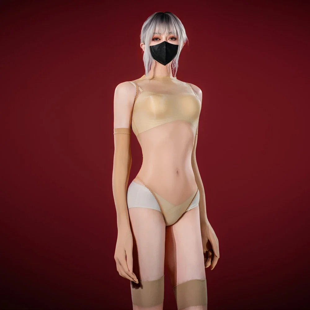 슬리브리스 수영복 섹시 여성 912 핀 바디수트 울트라씬 시스루 타이츠 오일 글로시 고탄력 레오타드 피트니스 요가