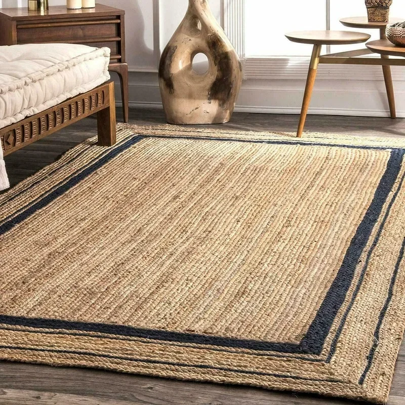 

Jute Rug 100% Natural Jute Weave Style Runner Carpet Country-style Exterior Large Area Rug for Living Room