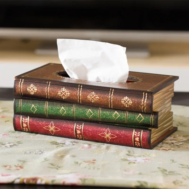 1 Piece of Vintage European Book Tissue Box with Creative and Elegant Design for Home Decoration and Convenient Tissue Storage