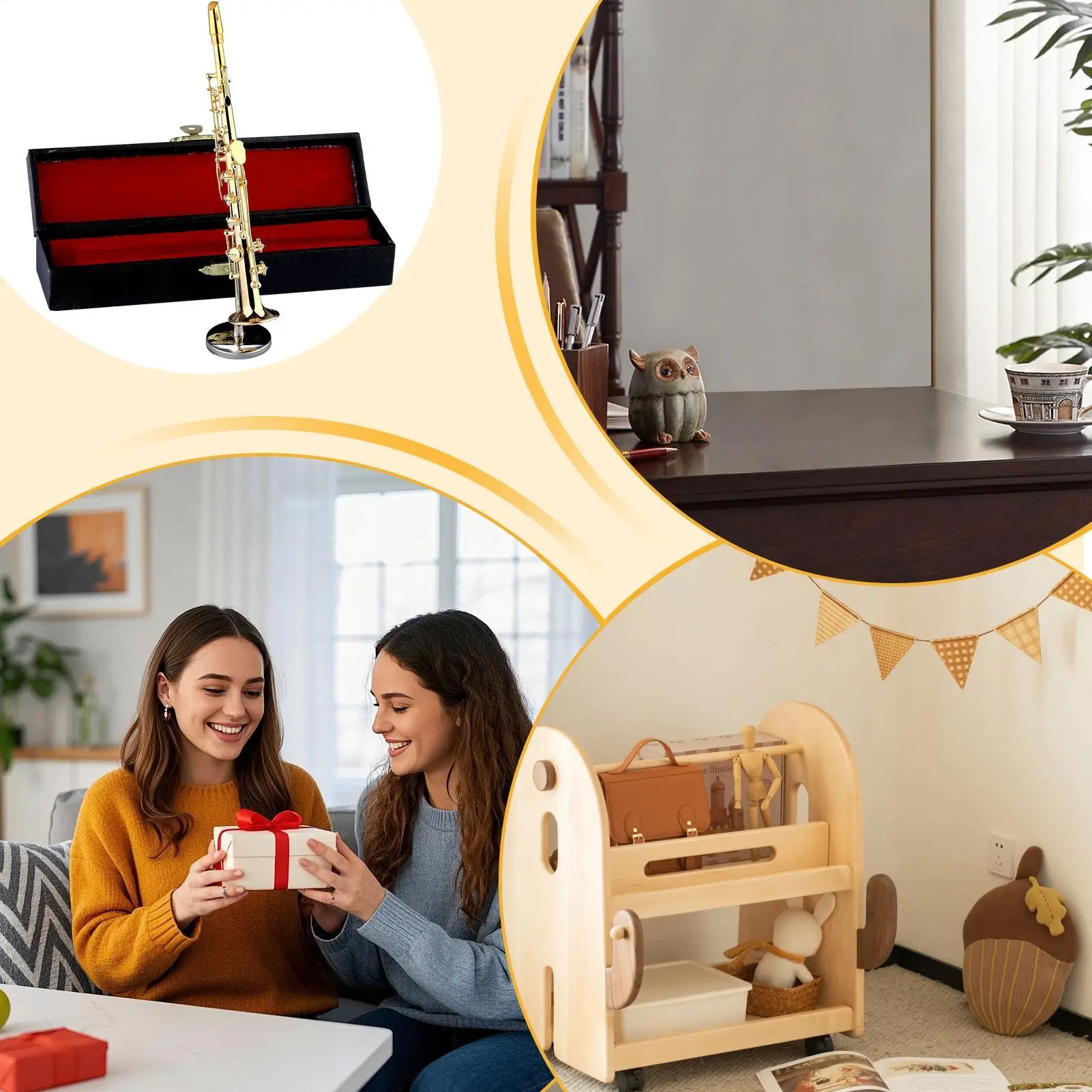 

Miniature Saxophone Gold Plated Miniature Saxophone Brass Musical Instrument Collectible With Stand Case For Display Kids Adults