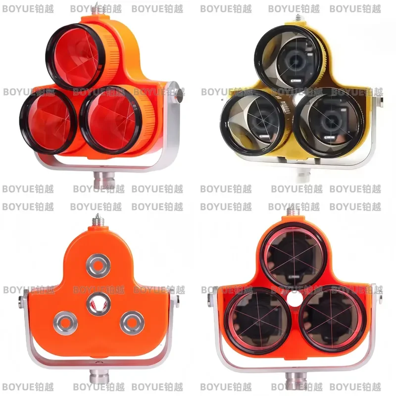 Red Yellow Triple Prism 64mm Effective Diameter 0 to -30mm Offset for Total Station Surveying Equipment