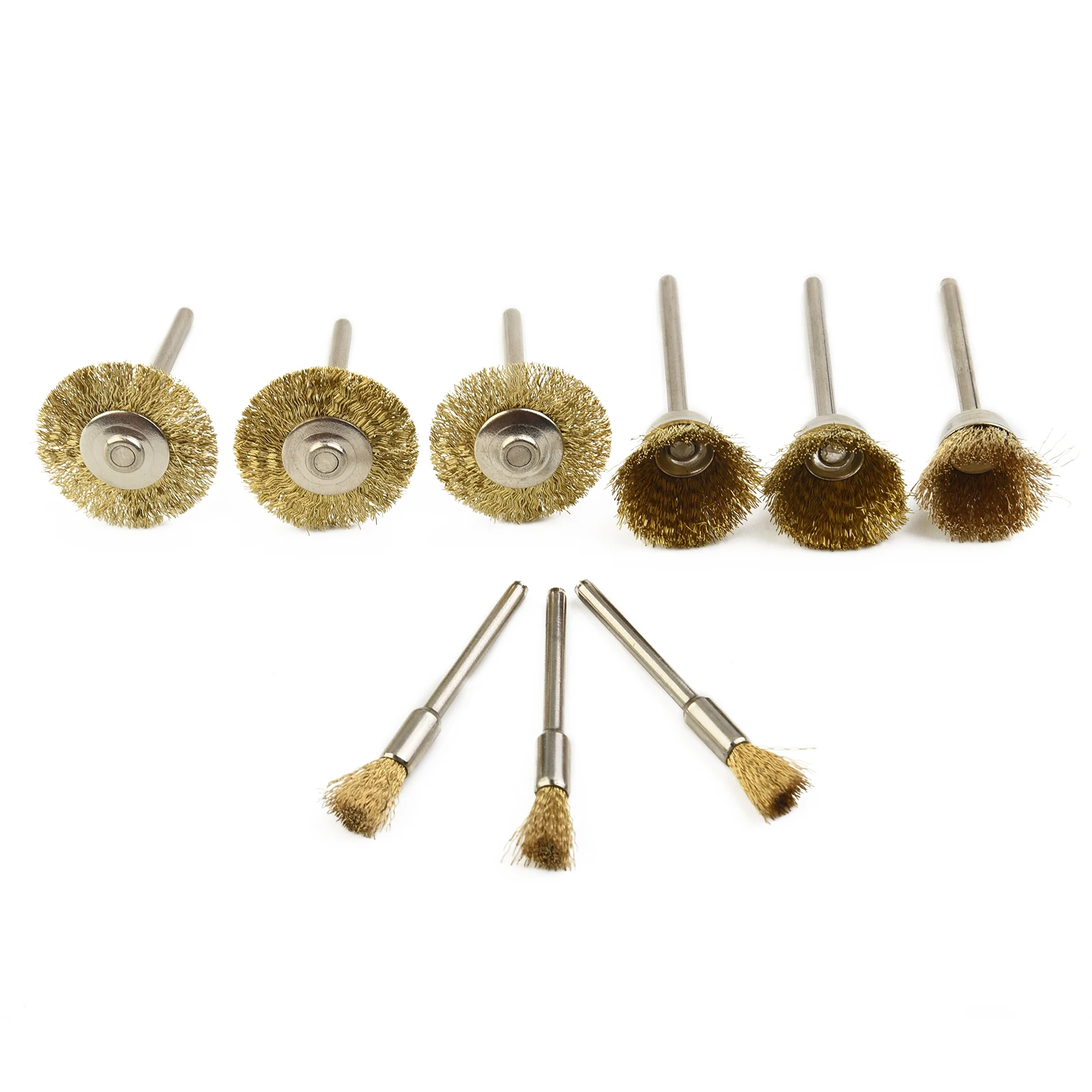 

9Pcs Drill Brush Polishing Wheel 6/18/22mm Brass Wire Wheel 1/8" Shank For Steel Aluminum Metal Rust Removing Rotary Tools