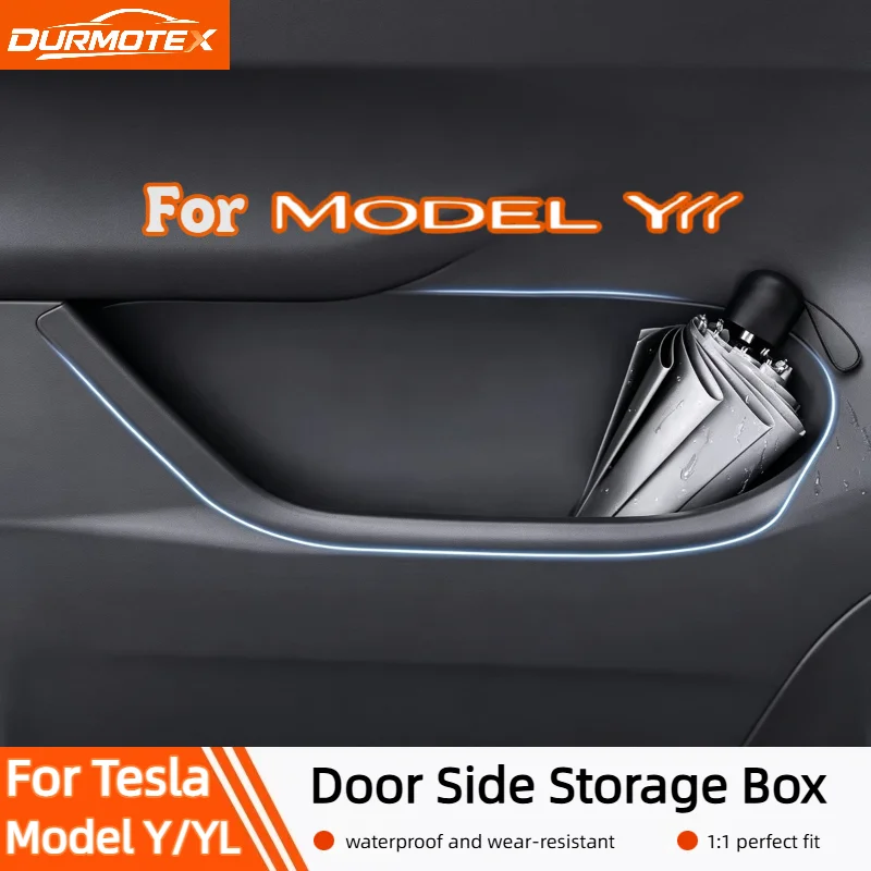 For Tesla Model YL 2026 Door Side Storage Box Set TPE Fully Covered Front Rear Door Storage Tray Organizer Interior Accessories