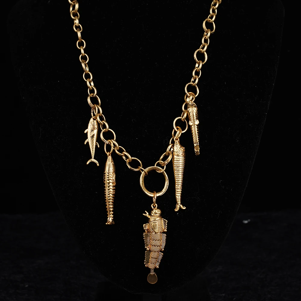 

Fishtail Pendant Necklace Ocean Animal Charms Collars Link Chain New Trendy Fashion Metal Accessories Party Jewelry