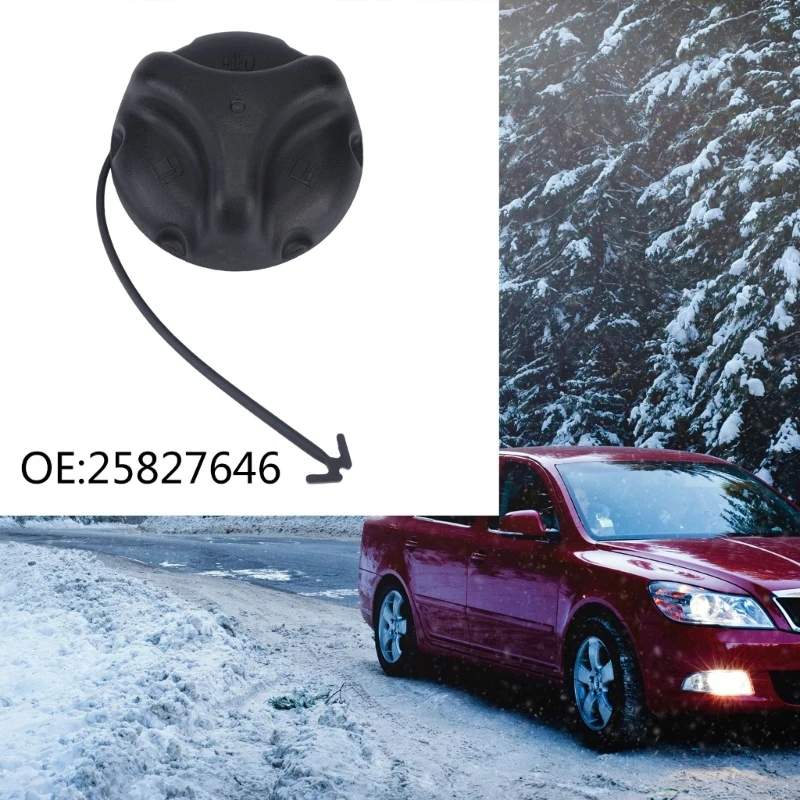 Black Replacement Gas Cap with Cylindrical Lower Insert and Top Grip Structure for Vehicle Maintenance and Inner Cap