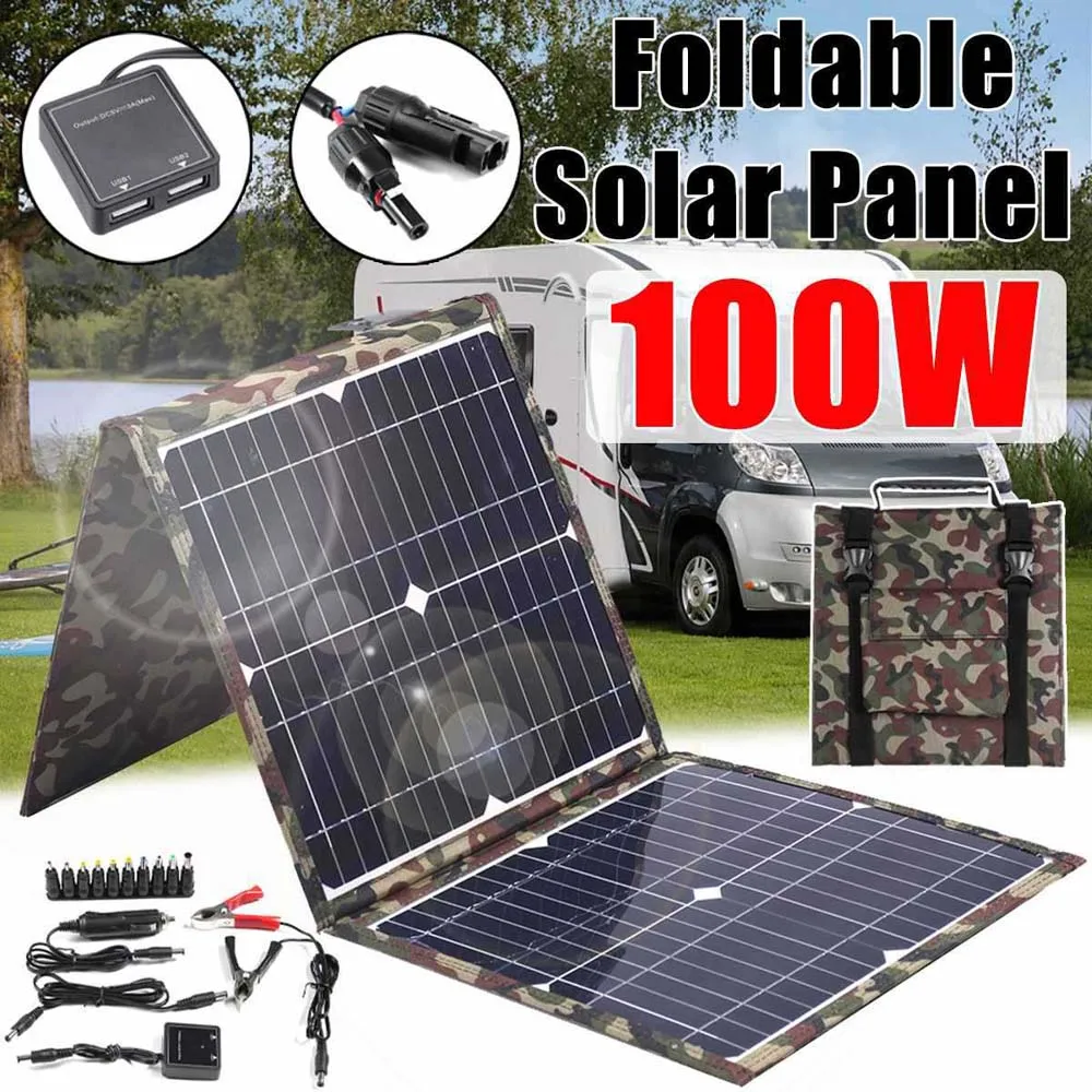 Portable Solar Charger Battery Foldable Solar Panels Bags 1000W 20V USB Outdoor Travel Photovoltaic Package Wrap For Mobile Phon