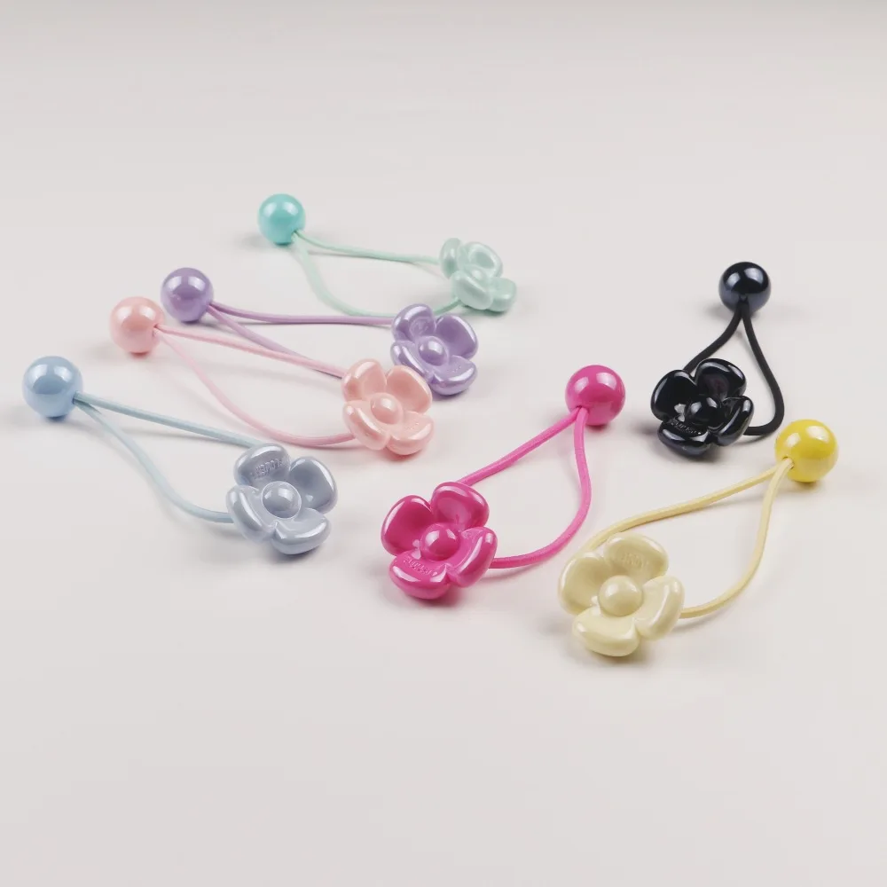 Ponytail Bands Candy Color Camellia Blossom High Stretch Elastic Hair Rings Durable Soft Cute Headwear for School Girls