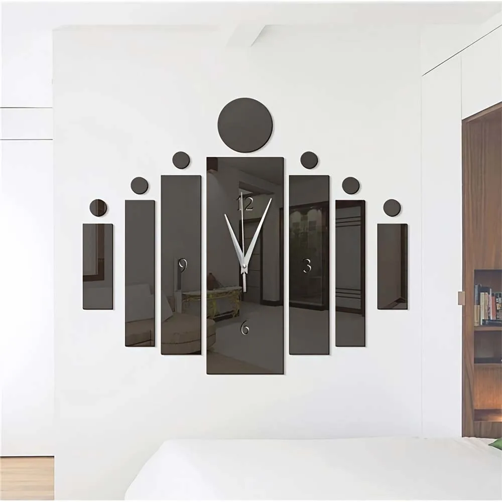 Acrylic Mirror Wall Clock 1pc Creative Three-Dimensional Living Room Backdrop Decoration Mute Clock Personality No Battery Moder
