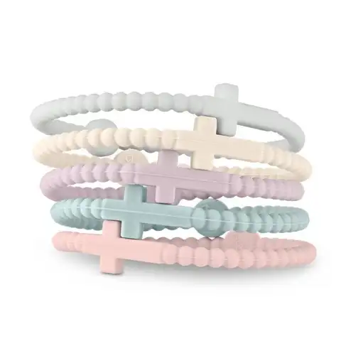 5PCS/Set Fashion Simple Macaron Color Cross Bracelets for Women Men Jesus Silicone Bracelets Friendship Jewelry Gifts