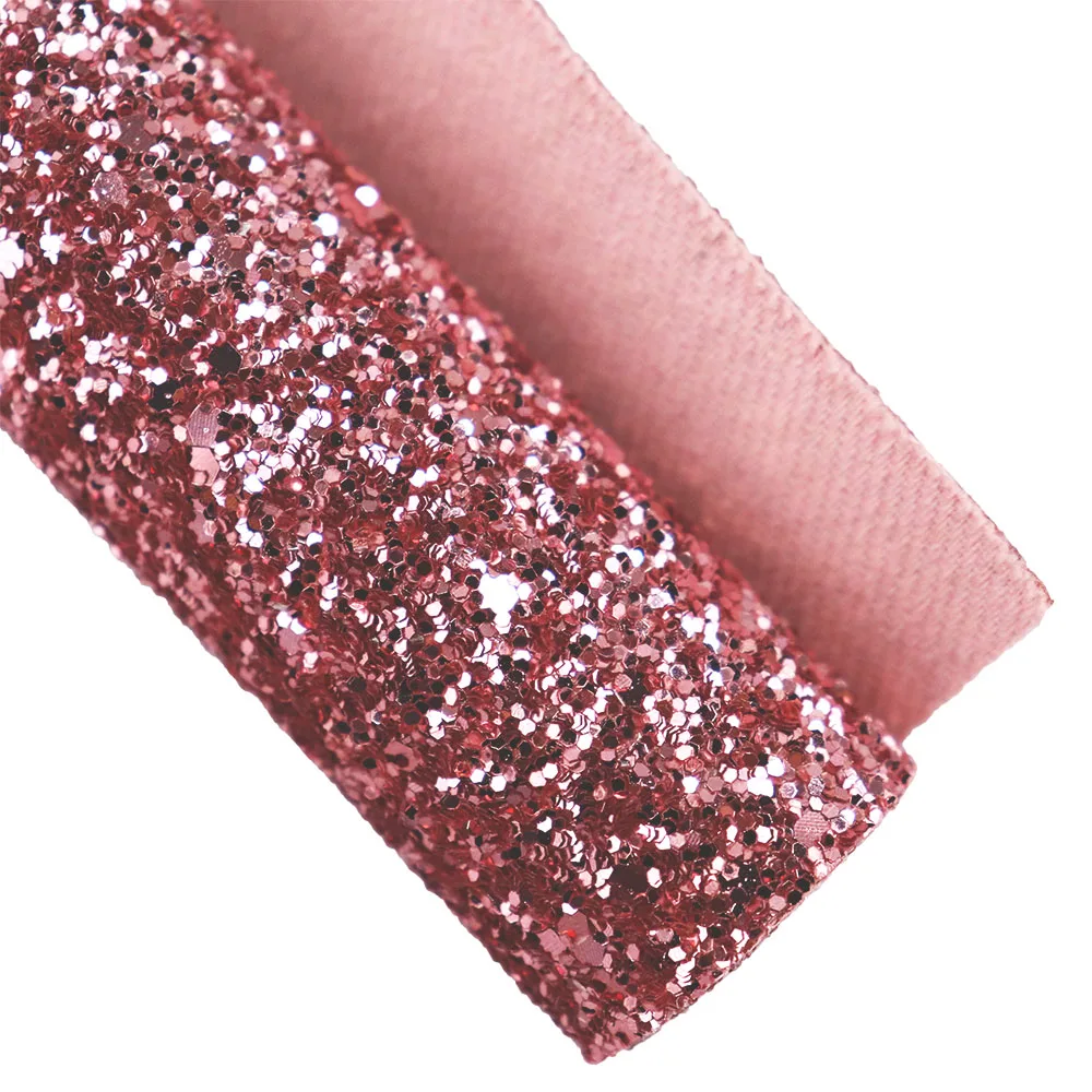 Rose Gold Chunky Fine Glitter Fabric Lichee Textured Faux Soft Smooth Synthetic Leather For DIY Bows Earring HD006