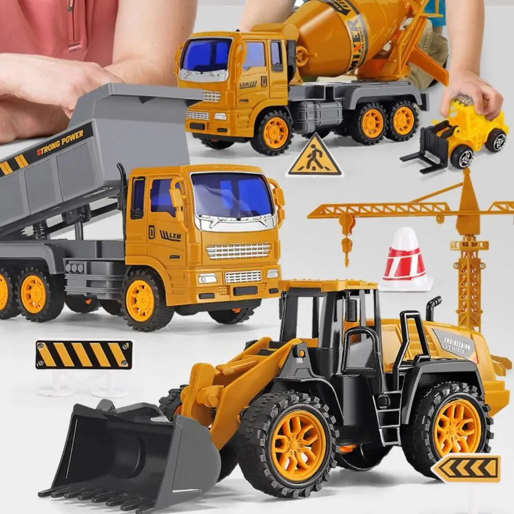 Caminhão de construção de engenharia de material de liga puxar para trás carro de construção de plástico modelo de caminhão de bombeiros caminhão basculante deslizante de inércia
