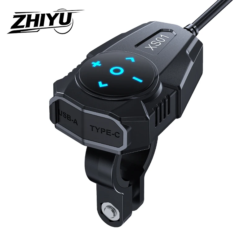 ZHIYU 55W Motorcycle Charger 24W USB-A 30W Type-C Charger Dual Ports with Wireless Control Waterproof SAE Handlebar PowerAdapter