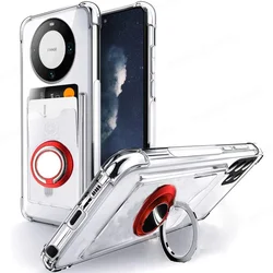 Airbag Shockproof Ring Holder Phone Case for POCO C75 Transparent Wallet Card Soft Back Cover Cases for POCO C75