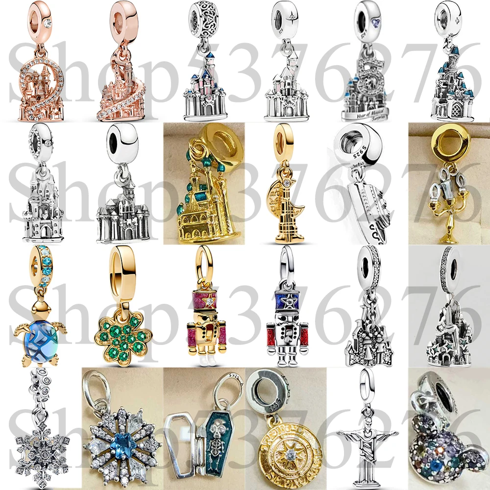 

2025 925 Серебряная бусина Пара Морская черепаха Четырехлистные клеверные уши Шляпа Висячие подвески для модных женщин Браслет Подарок DIY Ювелирные изделия